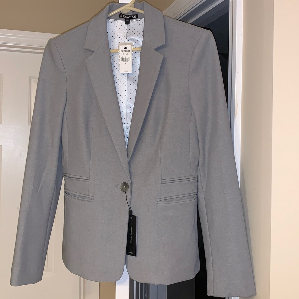 Express Studio Stretch Gray 1 Button Blazer Size 4